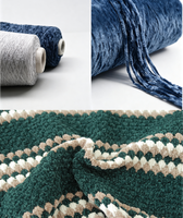 Fil de tissu en chenille mate texturée 3D, 12S, 100% polyester, style rétro crème, pour vêtements, ameublement doux, fil à crocheter