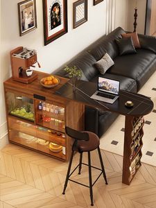 <span class=keywords><strong>Tavolo</strong></span> da Bar in Legno Massello Jincheng con Partizione Retrattile e Armadietto - Product Image 2