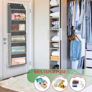 Organisateur de papier cadeau pour Noël à suspendre au-dessus de la porte avec 5 tiroirs amovibles et 2 poches pour rouleaux de papier cadeau - Product Image 4