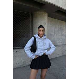 Sudadera con Capucha Bordada en Gris Eyyo para Mujer - Product Image 3