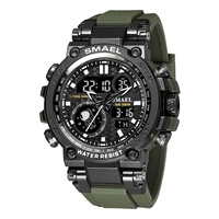 Jam Tangan Sport SMAEL CHARM Quartz 1803B Analog-Digital Layar LED Stopwatch Alarm Kronograf Tahan Air 5BAR 46mm