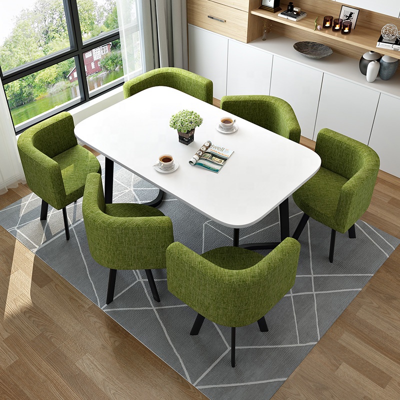 Лидер продаж, современный коммерческий высококачественный столовый приемный зал, прямоугольный кожаный обеденный набор с 6 стульями, обеденный стол