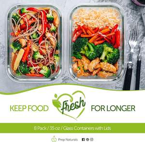 Lot de 24 récipients de conservation alimentaire en verre borosilicate de qualité supérieure, écologiques, avec couvercles micro-ondables pour la préparation des repas - Product Image 3