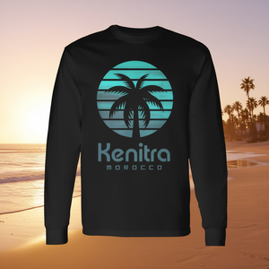 T-shirt a maniche lunghe Kenitra Marocco con design a palme tropicali, abbigliamento unisex - Product Image 3