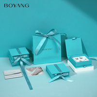 Boîte à bijoux en papier de style livre, écologique, avec logo personnalisé Boyang, emballage cadeau avec ruban