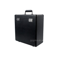Boîte de rangement pour disques vinyles en bois et cuir avec couvercle, boîte de transport pour disques de 12 pouces