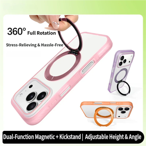 Étui en acrylique transparent anti-jaunissement pour <span class=keywords><strong>iPhone</strong></span> 16 15, <span class=keywords><strong>coque</strong></span> rigide au toucher doux avec protection 360° °   Support magnétique rotatif, <span class=keywords><strong>coque</strong></span> de style Ins - Product Image 2