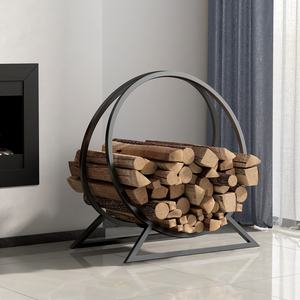 Support à bois de chauffage <span class=keywords><strong>pour</strong></span> cheminée - Support de rangement <span class=keywords><strong>pour</strong></span> bûches en métal robuste <span class=keywords><strong>pour</strong></span> une utilisation en intérieur et en extérieur - Product Image 3