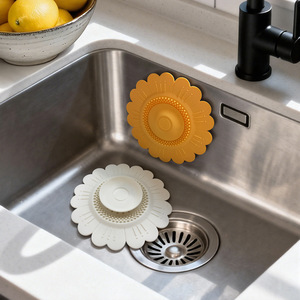 Sunflower Silicone Drain Filter Anti Odor Sink Drain Stopper Hair Catcher Bathroom <b>Kitchen</b> Sewer Anti-clog Floor Drain Cover - Product Image 3