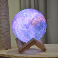 Control táctil USB recargable 3d Luna lámpara led lune imprimir Luna luz de la noche con soporte