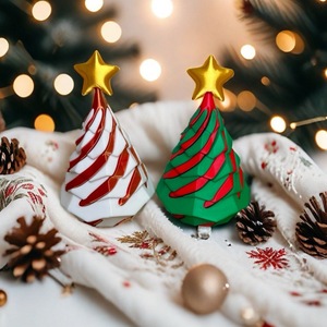 Décoration de bureau et souvenir de Noël en forme de cône spiralé imprimé en 3D, jouet anti-stress pour la saison des fêtes - Product Image 1