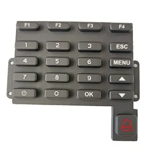 Kustomisasi persegi panjang dengan pil hitam konduktif beberapa tombol silikon besar P + R keypad