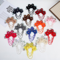 Applique florale 3D faite à la main avec strass, perles et pompons en cristal pour la décoration de vêtements, chaussures, sacs et robes de mariée DIY
