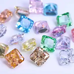 Yz珠宝厂热卖最新不同颜色辐射切割立方氧化锆冰压碎CZ