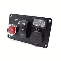 Panneau d'interrupteurs à bascule 12V DC avec chargeur USB double QC3.0 avant/arrière, voltmètre numérique LED et interrupteur d'allumage pour voiturette de golf
