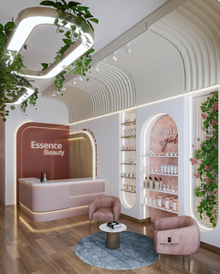 Mobilier de magasin de cosmétiques sur mesure |   Meuble de présentation pour maquillage |   Vitrine à parfums en bois avec éclairage LED pour boutique de beauté - Product Image 3