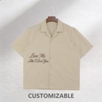 Tenues décontractées pour hommes, chemises à manches courtes amples en coton 100% brodé