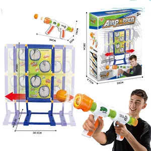 Moving Shooting Games Toy 24 Foam Balls and 2 Foam Ball Popper Air Toy Guns with Electronic Running Standing Shooting Target