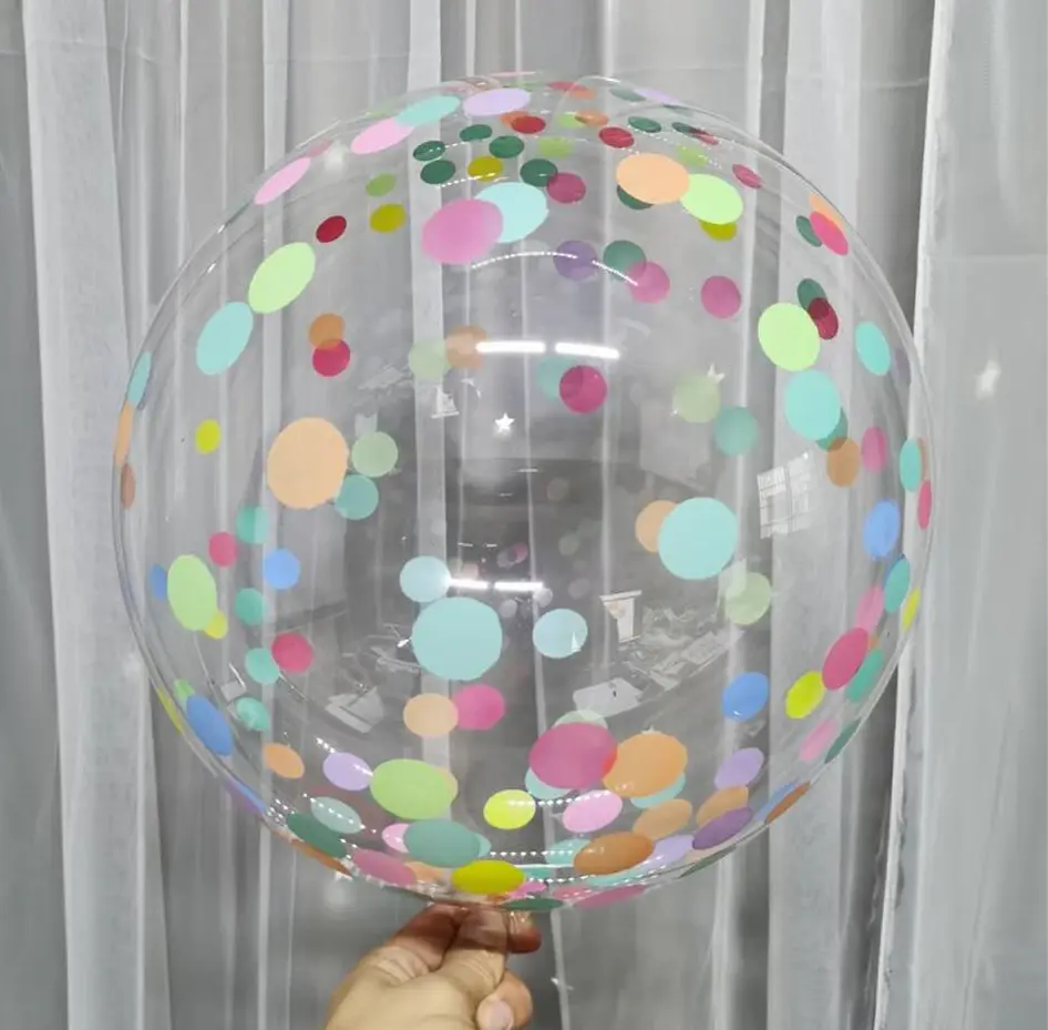 Globos de burbuja de PVC con puntos impresos, decoración para fiesta de cumpleaños, boda, suministro de fábrica, 20 pulgadas