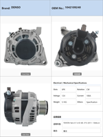 Alternateur de voiture pour Toyota Corolla 1.4 D-4D 2012 104211-3000 et Toyota Auris 1.4 D-4D (1ND-TV) 2013