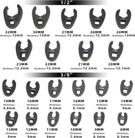 Jeu de clés à écrous évasés 1/2-32mm, kit d'outils à main métriques à 6 points, 21 pièces, 3/8 et