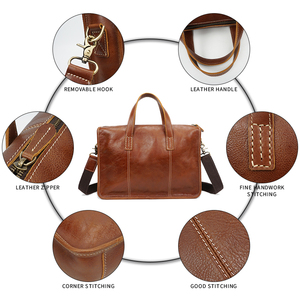 Bolso Bandolera <span class=keywords><strong>de</strong></span> Cuero Vacuno Vintage Personalizado con Correa Extraíble, Maletín <span class=keywords><strong>de</strong></span> Cuero Genuino para Portátil para Hombre - Product Image 4