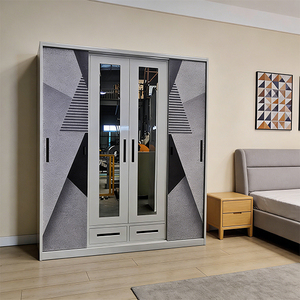 <span class=keywords><strong>Armoire</strong></span> moderne en métal durable de style chinois avec portes coulissantes, étagères réglables, personnalisable pour <span class=keywords><strong>chambre</strong></span> à coucher, salon, maison - Product Image 4