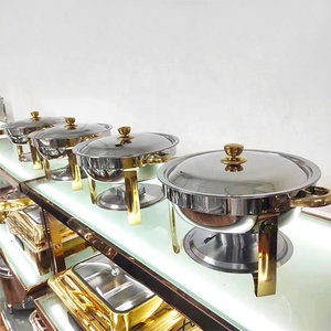 Bộ dụng cụ giữ nóng bằng thép không gỉ hình tròn, bộ đồ dùng tiệc buffet - Product Image 4