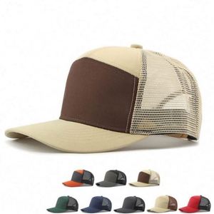 Wholesale in Stock Fast Delivery Lower MOQ Plain Mesh Snapback Baseball <b>Hats</b> Custom Trucker Cap With Leather Patch - Product Image 1