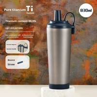 Nueva Taza de Titanio Puro de Gran Capacidad (830 ml) para Mujer, Aislamiento al Vacío de Doble Capa (12-24 Horas), Logotipo Personalizable, Uso en Exteriores
