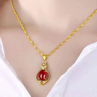 Pendentif en cuivre plaqué or antique avec jade pour femme, bijou porte-bonheur, collier pendentif goutte d'eau de haute qualité