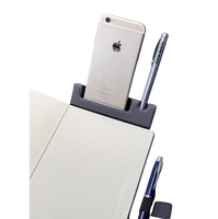 Carnet d'affaires en cuir PU à couverture rigide avec support pour téléphone et pochette pour cartes, reliure cousue à plat, logo personnalisé, cadeau d'entreprise