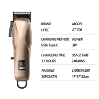 HTC AT-706 Vente en gros Professionnel 3.5 heures d'utilisation Tondeuse à cheveux Tondeuse à cheveux électrique rechargeable