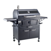 Barbecue au charbon de bois de style coréen moderne, acier revêtu de poudre noire de qualité supérieure, chariot robuste de haute qualité, certifié CE/GS, flamme