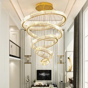 Lampadario a Sospensione LED in Cristallo, Plafoniera in Acciaio con Telecomando, Alimentazione AC <span class=keywords><strong>per</strong></span> Interni - Product Image 4