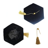 Custom Velvet Ny Caps 6 Tam Hat Gorra hexagonal con borla dorada para graduado de Doctorado