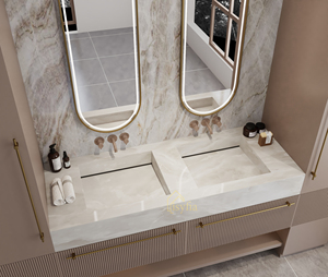 Hotel Vanity Villa High-End <strong>Light</strong> Luxury Large Wall-Mounted <strong>Bathroom</strong> Vanity <strong>Cabinet</strong> <strong>with</strong> Bath <strong>Mirrors</strong> Solid Wood Carcase Marble - Product Image 2
