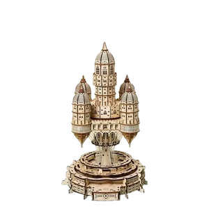 Jeu de puzzle en bois Sky City avec lumières - Modèle à assembler soi-même - 501+ pièces - Jouet éducatif pour les 14 ans et plus - Développe la concentration et la perception spatiale - Product Image 1