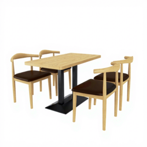 Table de salle à manger moderne en bois massif avec chaises - Prix usine - Mobilier commercial pour restaurants, clubs, fast-foods et bars - Product Image 3