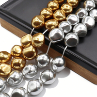 Perles de verre argentées modernes de luxe 14x15mm, profil nuget fondu, cœur lesté pour l'art de la bijouterie en métal liquide contemporain et le bricolage