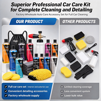 Kit d'entretien complet pour voiture de 500 ml, ensemble d'accessoires de nettoyage et de polissage avec sac portable pour le lavage et le polissage des voitures