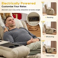 Sièges de cinéma maison électriques modernes en tissu avec console, 4 couleurs, éclairage d'ambiance, haut-parleurs Bluetooth, ports USB, prises intégrées