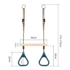 Barre de trapèze réglable en <span class=keywords><strong>bois</strong></span> pour enfants Jiayi avec anneau de balançoire à corde - Product Image 2