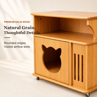 Meuble multifonctionnel 2-EN-1 en bois massif pour humains et animaux, design moderne et écologique, maison de protection dissimulée pour chat/chien