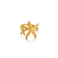 Bague ouverte réglable en acier inoxydable motif étoile de mer, coquillage, cœur, fleur, anti-ternissement, étanche, collection Summer Vibe