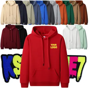Hoodie Wholesale Customized Logo 16 Color Sweater 400G Unisex Loose Hoodie High Quality Flocking Hoodie Men's Sweatshirt