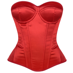 Top Corto Strapless Elegante para Mujer, Corsé Ajustado con Cintura Ceñida, Top de Satén en Negro, Blanco, Morado, Rojo y Marrón - Product Image 4