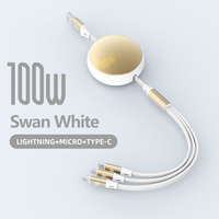 Kabel Data teleskopik 3 dalam 1, 6A cepat, 3 dalam 1, kabel TPE untuk IOS, kompatibel dengan Apple Android tipe-c 120W, pengisian daya cepat, tiga satu, kabel melar