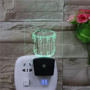 Sensor cahaya lampu dinding LED Plug-In US/EU lampu Mini soket untuk kamar tidur dekorasi rumah 3D lampu ilusi lampu malam anak-anak