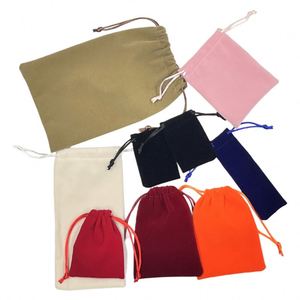 Sac à cordon en tissu pour emballage de bijoux, 5*7cm, personnalisation en gros, sac à cordon en velours, petite pochette à cordon - Product Image 3